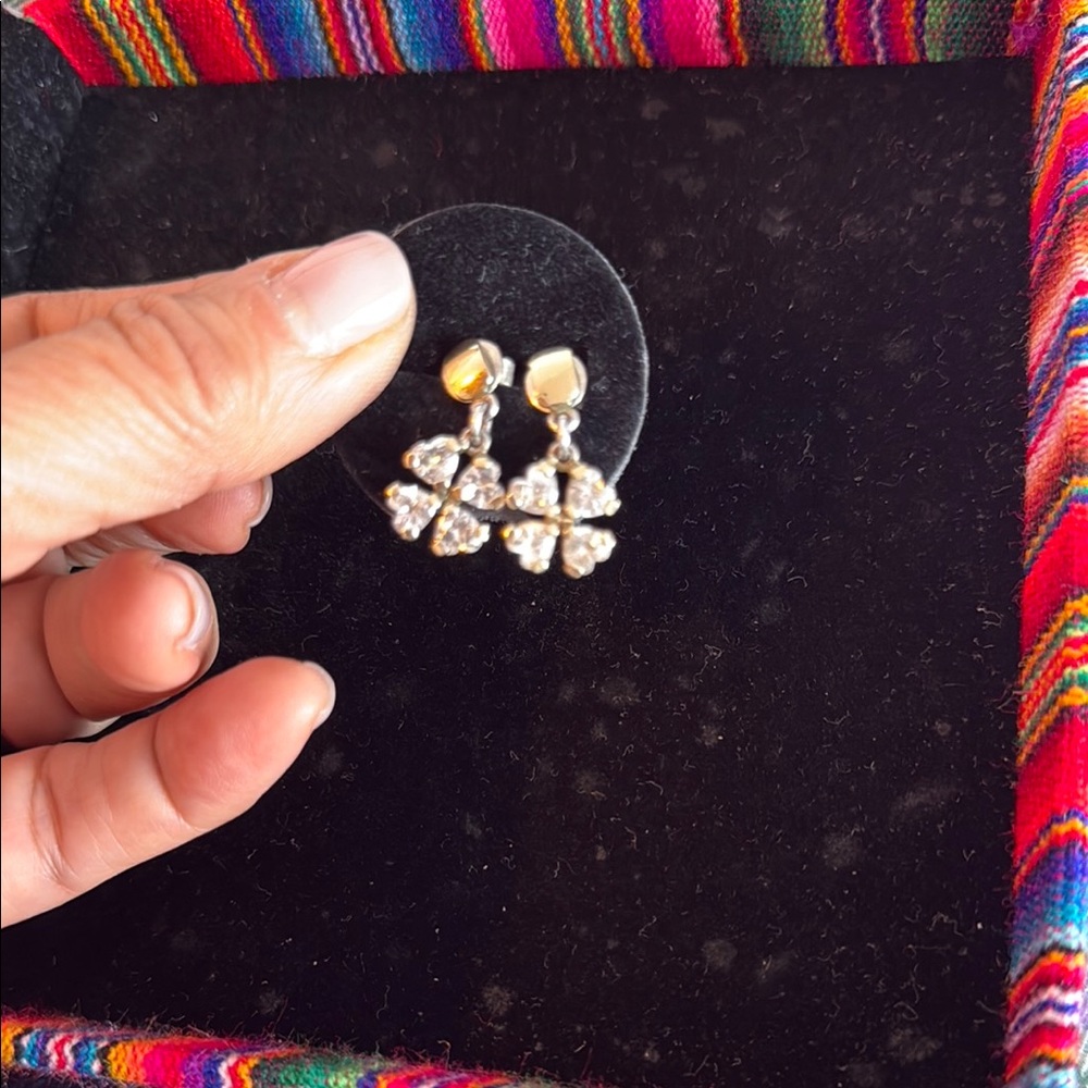 18 K yellow Gold and Silver lucky clovers earrings.